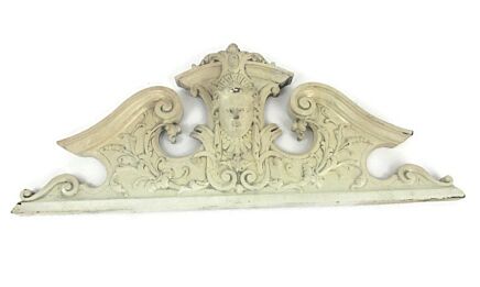 Carved Wooden Pediment Over door Architectural Antique Impressive Angel Antique