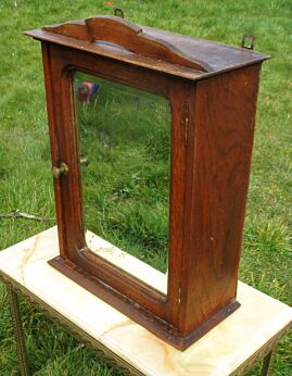 Antique Wooden medicine bathroom Wall Cabinet Beveled Glass mirror Apothecary