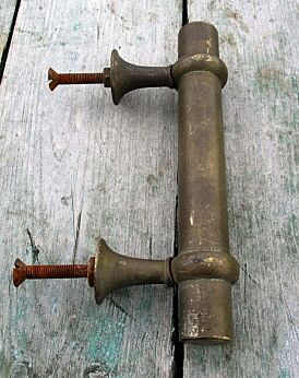 Large Bauhaus Modernist Brass Door Pull Push Handle Reclaimed Architectural