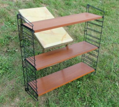 Vintage Authentic Tomado 60s Midcentury Design Wall Shelving Unit Marked Teak