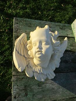 Plaster Cottage White Cherub Head Wings Wall hanging Angel gothic victorian
