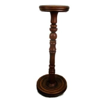 Hand Carved Wood Side Wine Table Pedestal Plant Stand Bobbin Legs Edwardian 24"