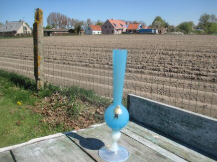 Vintage Small Italian Opaline Art Glass Vase Azuro Blue Lovely