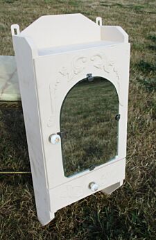 Vintage French Provincial White Wood Medicine Wall Cabinet Apothecary Romantic