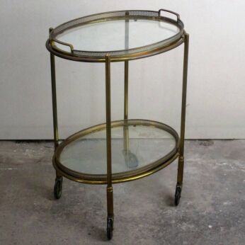 S Oval Cocktail Bar Cart Serving Cart Kitchen Island Trolley Hollywood Regency