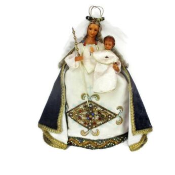 Hand Made Wax Madonna Virgin Mary Infant Jesus Figurine Doll After Van Dyck