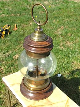 Brass Wood ElectricTable Lamp Remake Nautical Shipslamp Vintage 70ties
