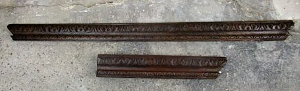2 pieces Antique French Carved Oak Reclaimed Architectural Cornice Moulding Trim
