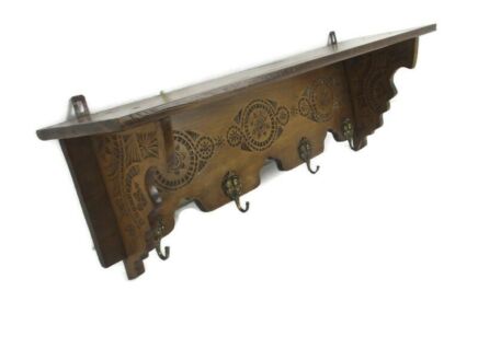 Lovely Hand Carved Wood Coat Hat Kitchen Hallway Rack Gorgeous Ornate Carvings