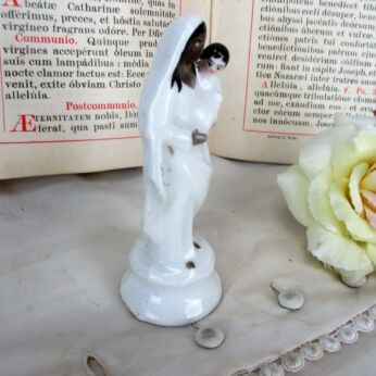 Mini French Vieux Paris Porcelain Black Madonna Statue 4.13" HTF Collector