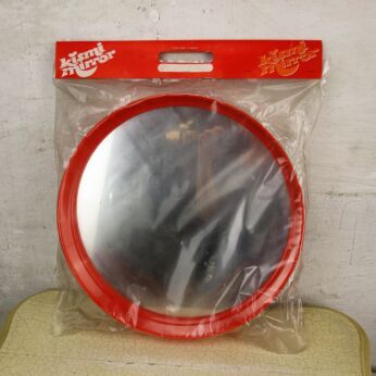 Retro Vintage Round Orange Bathroom Mirror Seventies NOS Belgium Kismi HTF