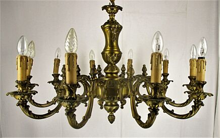 XL Bronze 10 Arm Lights Chandelier Hollywood Regency Exceptional Working