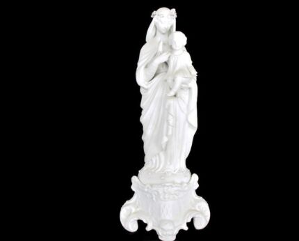 Large French Antique 1900 Bisque Statue Virgin Mary Our Lady Infant Jesus Exquisite 16.92" Marked