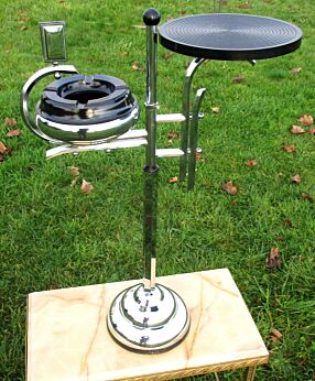Stunning Vintage Chrome Standing Floor Ashtray Bar Table Demeyere New Old Stock