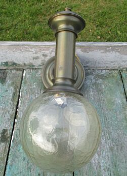 Brass Architectural Mounted Porch Lamp Wall Lamp Amber Glass 13.78"