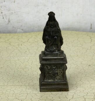 Mini Statue Black Madonna Notre Dame de Liesse Lady of Joy Spelter HTF Collector
