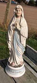 Antique Porcelain Virgin Mary Madonna Notre Dame de Lourdes Statuette 16.93"