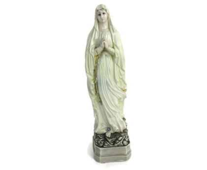 Chapel Statue Virgin Mary Madonna Our Lady of Lourdes  Plaster France 18.89"