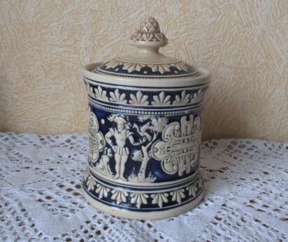 Vintage Keramik Tobacco Jar Old Dutch Blue Humidor