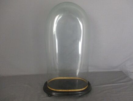 Antique Victorian Oval Hand Blown Glass Globe Dome Doll Clock 17.91" H 9.25' W