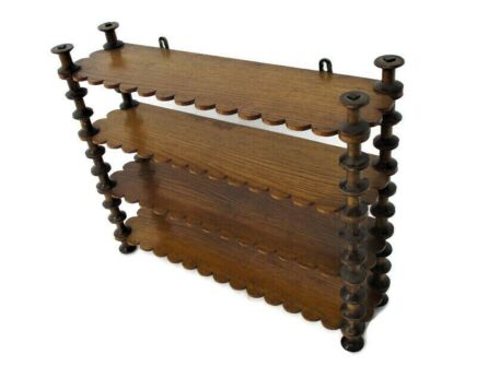 Gorgeous 4 Tier Étagère Shelves Stand Wall hanging Edwardian Bobbin Legs HTF