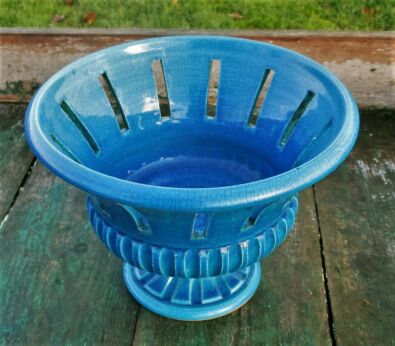 Blue Planter Jardiniere flower pot Ceramic Italian Italy NOS 70s Bitossi Style