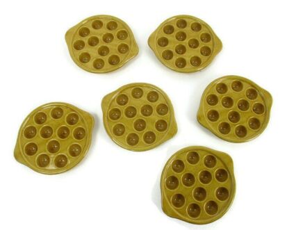 St Clément Set of 6 French Escargots Snail Plates Dishes Porcelain Faience Brown Stylish Marked