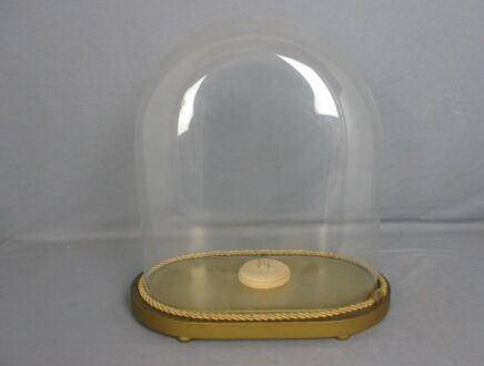 Antique Victorian Oval Hand Blown Glass Globe Dome Doll Clock 13.58" 12.32"