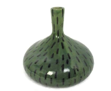 Vase Art Pottery Retro Pop art Mid Century Modern Modernist Green Black Lines Funky Ceramic