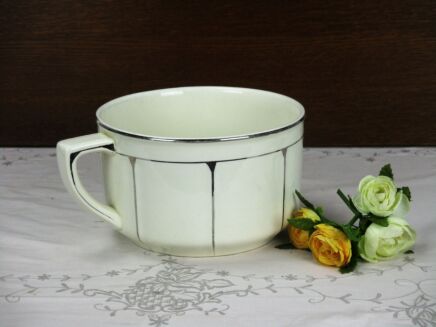 Art Deco Boch La Louviere Chamber Pot White Silver Stylish Cachepot Marked