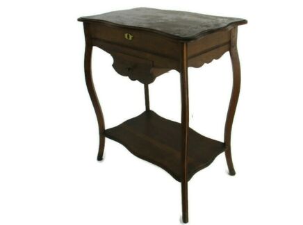 Antique Art nouveau Wood Sewing Quilting Box table Cabinet Two Tier Gorgeous