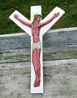 Gorgeous Mid Century Modern Design Ceramic Crucifix Glazed era Perignem Amphora