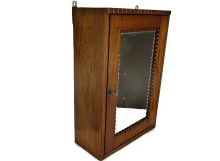 hand Carved Wood Medicine Apothecary Display Kitchen Wall Cabinet Hobnails