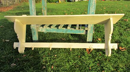 Large Vintage Barn Rustic Coat Rack Authentic Hooks Charming Painted White