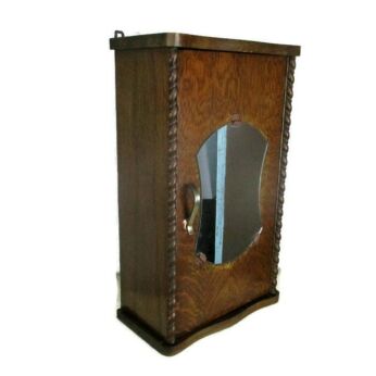 Vintage Oak Kitchen Apothecary Bathroom Wall Cabinet Barley Twist Pieces HTF