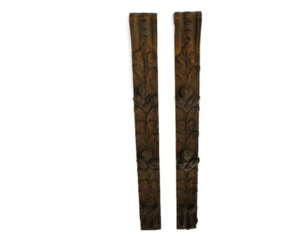2 pieces Antique French Hand Carved Oak Reclaimed Architectural Trim Pediment Salvage Wood