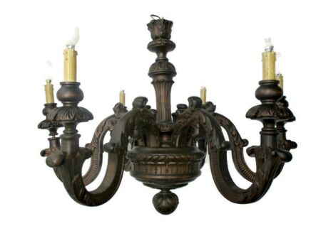 Stunning hand Carved Wooden Chandelier 6 arm Lamp Barn Country Farmhouse