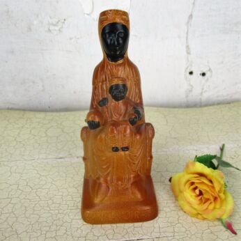 Our Lady Of Montserrat Black Madonna Virgin La Moreneta Statue Plaster 7.08"