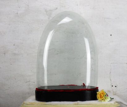 XL Antique Victorian Oval Hand Blown Glass Globe Dome Doll Clock 20.4" H 15.7"W