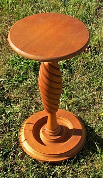Small Ornate Twisted carved wood Pedestal Table Plant Stand Side Table 18.11"
