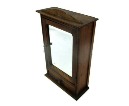 Kitchen Apothecary Medicine Bathroom Wall Cabinet Oak Beveled Glass Mirror Mid Century Modern