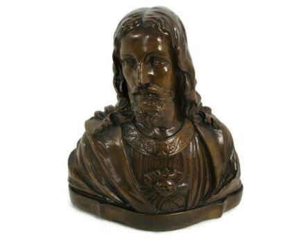 Gorgeous Art Deco 1920s Bust Jesus Christ Holy Sacred Heart Plaster  Rare Collector HTF