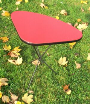 Vintage Tripod Coffee Side Table Mid Century Mod Space Age Triangle Rockabilly