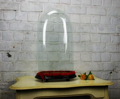 Victorian Antique Oval Hand Blown Glass Dome Globe Mantle Clock 17.91"