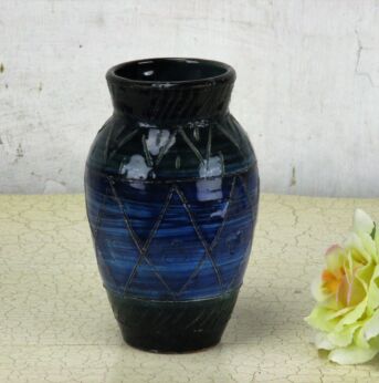Small Rimini Blue Vase Bitossi Style era Aldo Londi Funky 5.90"