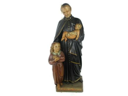 Large Statue Saint Vincent de Paul Church Patron Charity Hospital Plaster 42.12" exquisite