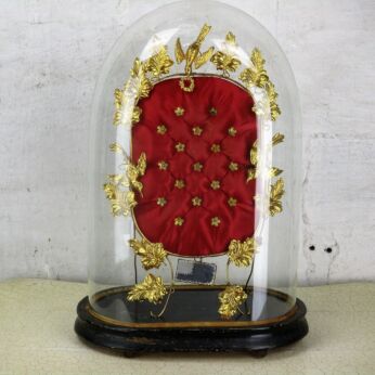 Antique Victorian French Bridal Wedding Dome Gold Gilt leaves Ormolu 19thC Sweet