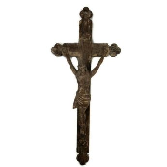 L Hand Carved Wood Hanging Crucifix Corpus Jesus Christ Special Paint technique