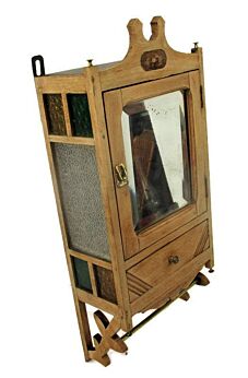 Kitchen Apothecary Bathroom Kitchen Cabinet Oval Beveled Glass Colored Glass WOW