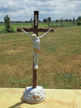 Antique Porcelain Table Crucifix Christ Memento Mori Table Cross Catholic